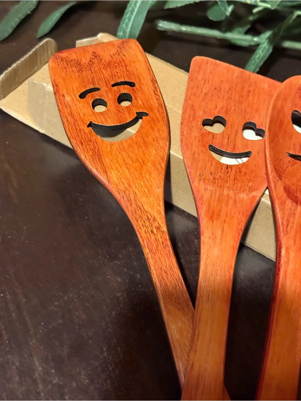 Hansgo Wooden Spoon Set Emoji Theme 5 Pc  New
